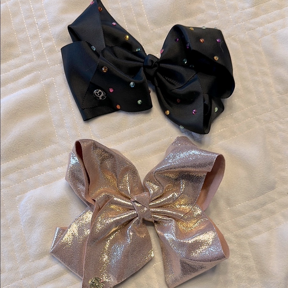 NWOT JoJo Siwa Black and Metallic Pink Hair Bows (large)